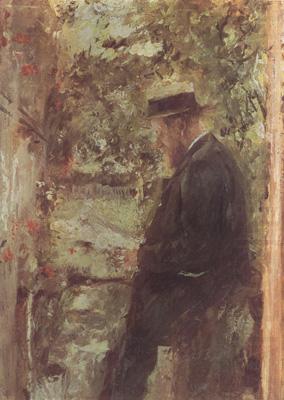Wilhelm Leibl The Veterinarian Dr Reindl in the Arbor (nn02) china oil painting image